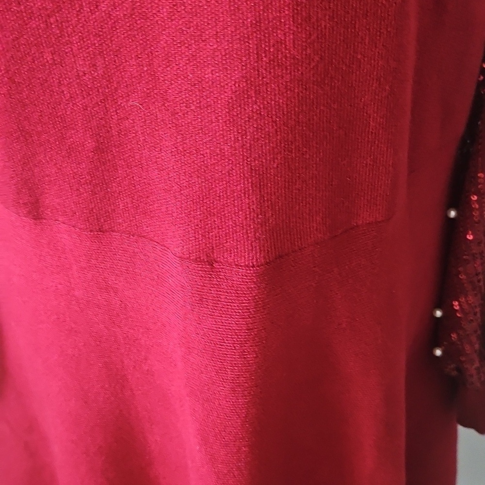 Cato Maroon Sweater Dress with Sequin and Pearl Long Sleeves NWOT - Picture 7 of 15